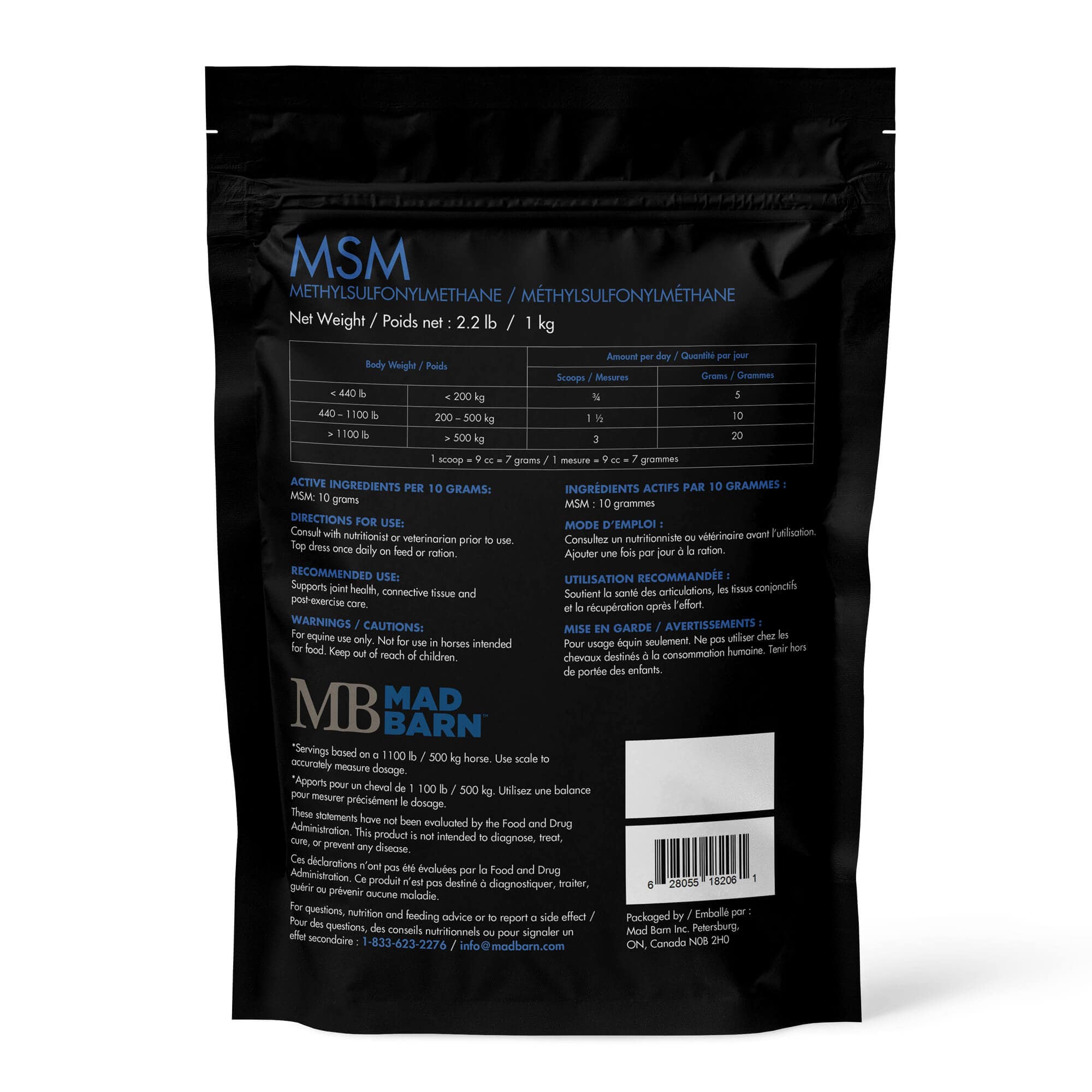 MSM Powder - Equine Supplement - Nutrition Composition - Mad Barn | Mad Barn USA MSM Powder - Equine Supplement - Nutrition Composition - Mad Barn