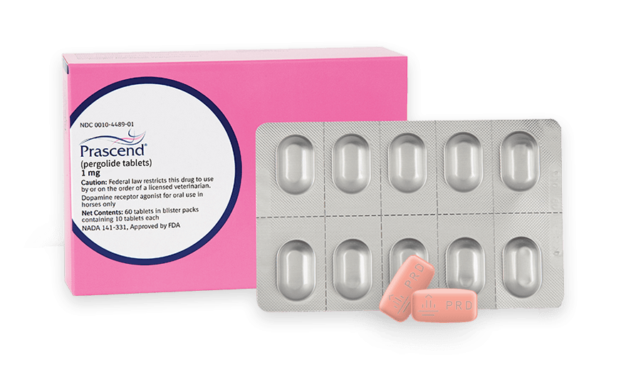 Prascend (pergolide mesylate) tablets for horses